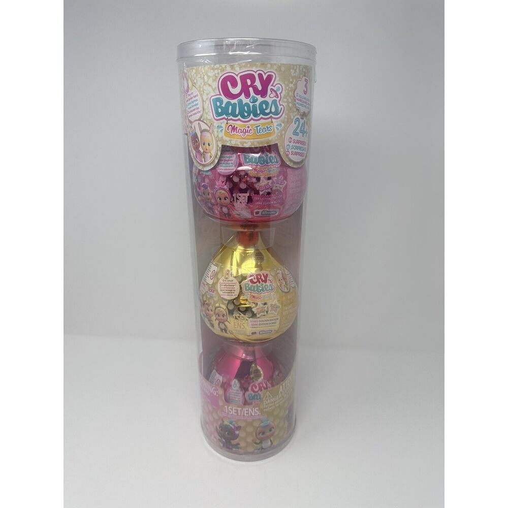 CRY BABIES MAGIC TEARS GOLDEN AND PINK EDITION CAPSULES 3 PACK NEW